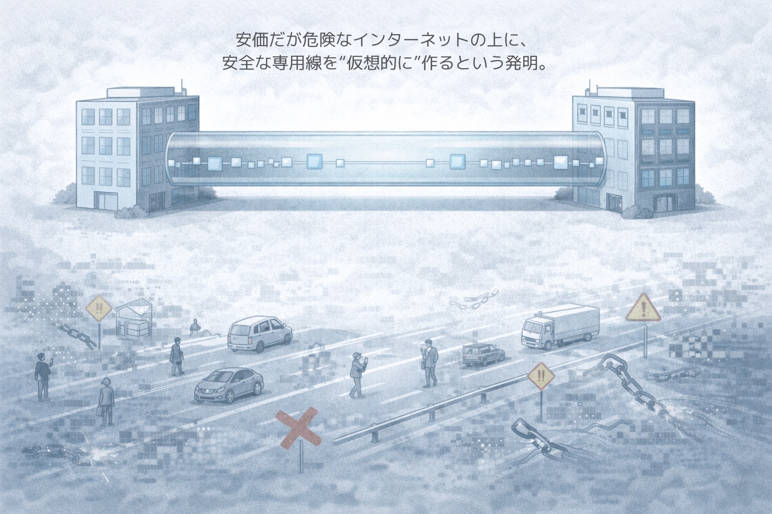 インターネット vs VPN — 不確定な経路と確定した論理経路